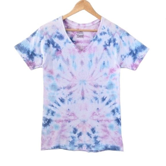 Custom Pastel Tie Dye T-Shirt Pink + Blue | S - Picture 1 of 8